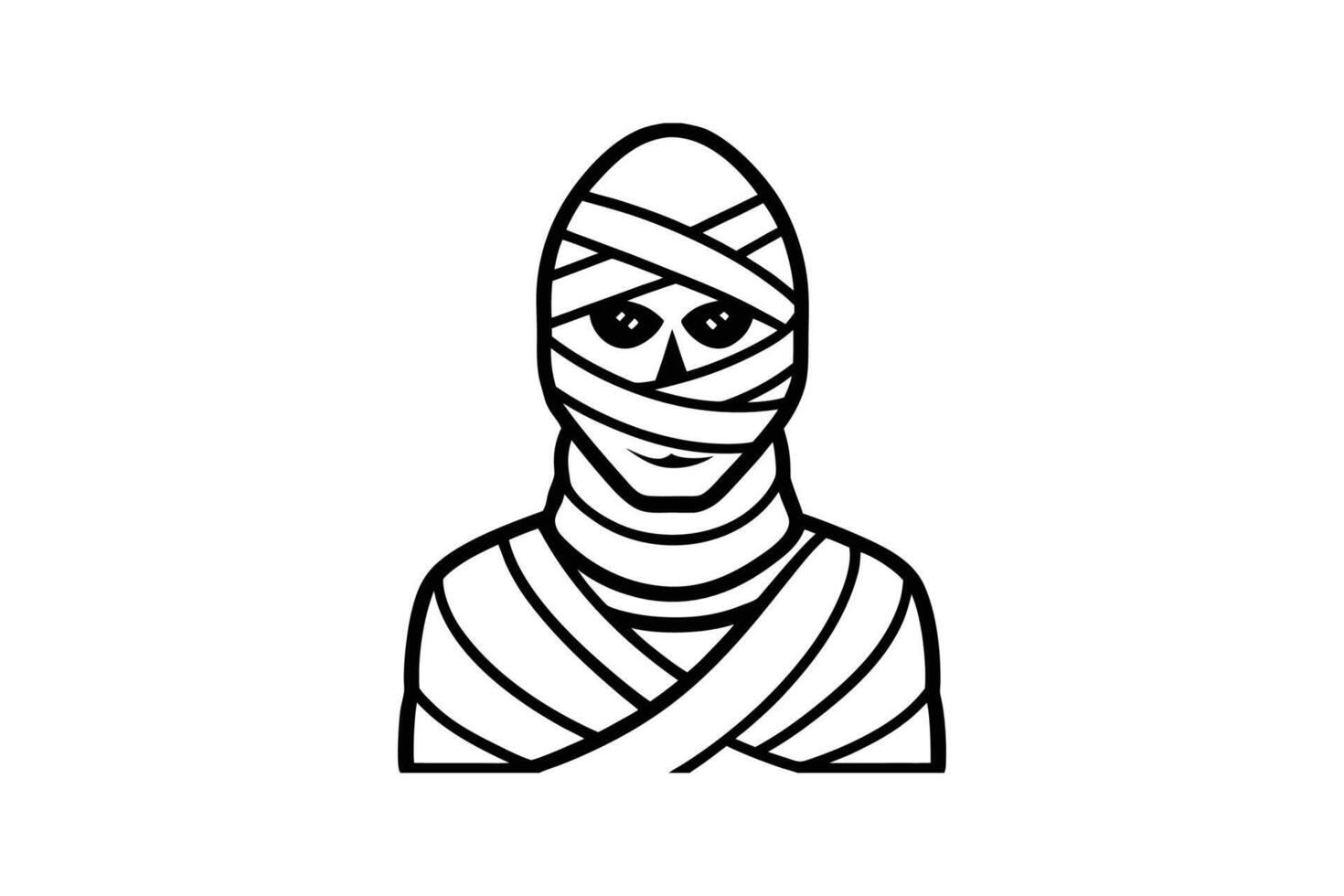 Mummy Illustration Wrapped in Bandages in Black and White Silhouette vector