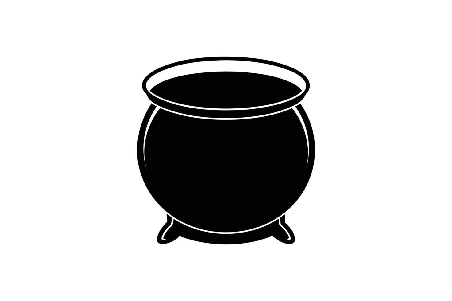 Simple and Clean Witch s Cauldron Illustration in Black and White Perfect for Halloween Designs and Spooky Themes Silhouette vector
