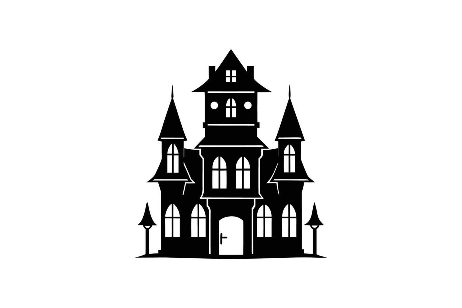 Spooky Haunted House Silhouette for Halloween Graphic Design vector