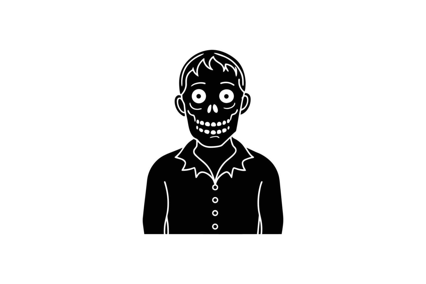 Creepy Zombie Man in Button Down Shirt Silhouette vector
