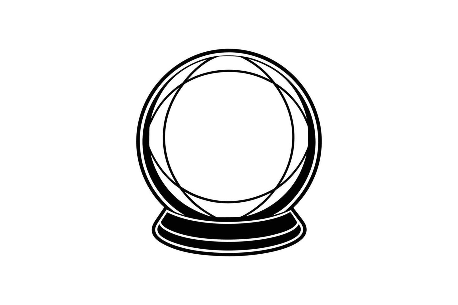 Minimalist Black and White Crystal Ball Silhouette Design Perfect for Halloween and Fortune Telling Concepts Isolated on White Background silhouette vector