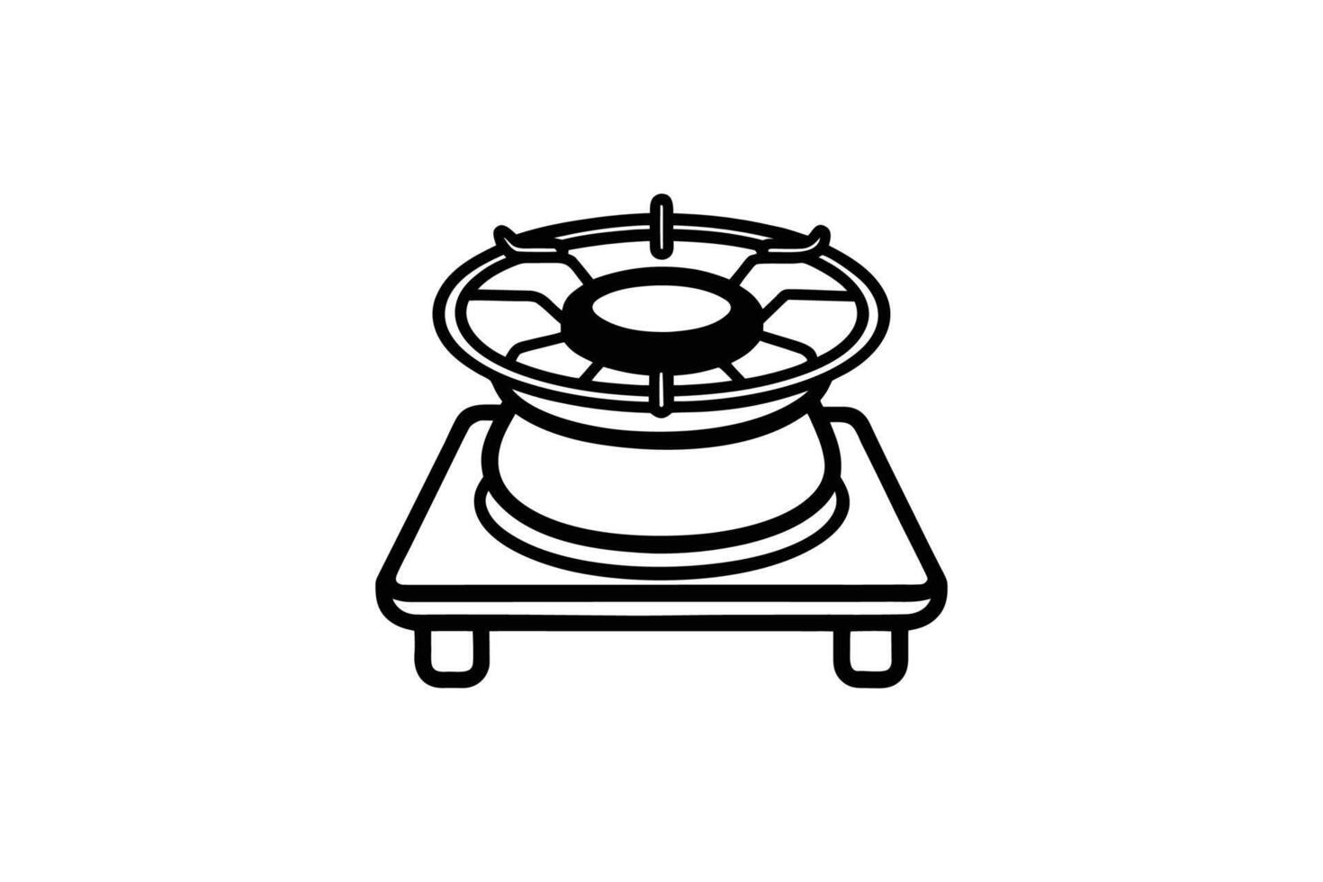 Portable Camping Stove for Outdoor Cooking Silhouette vector