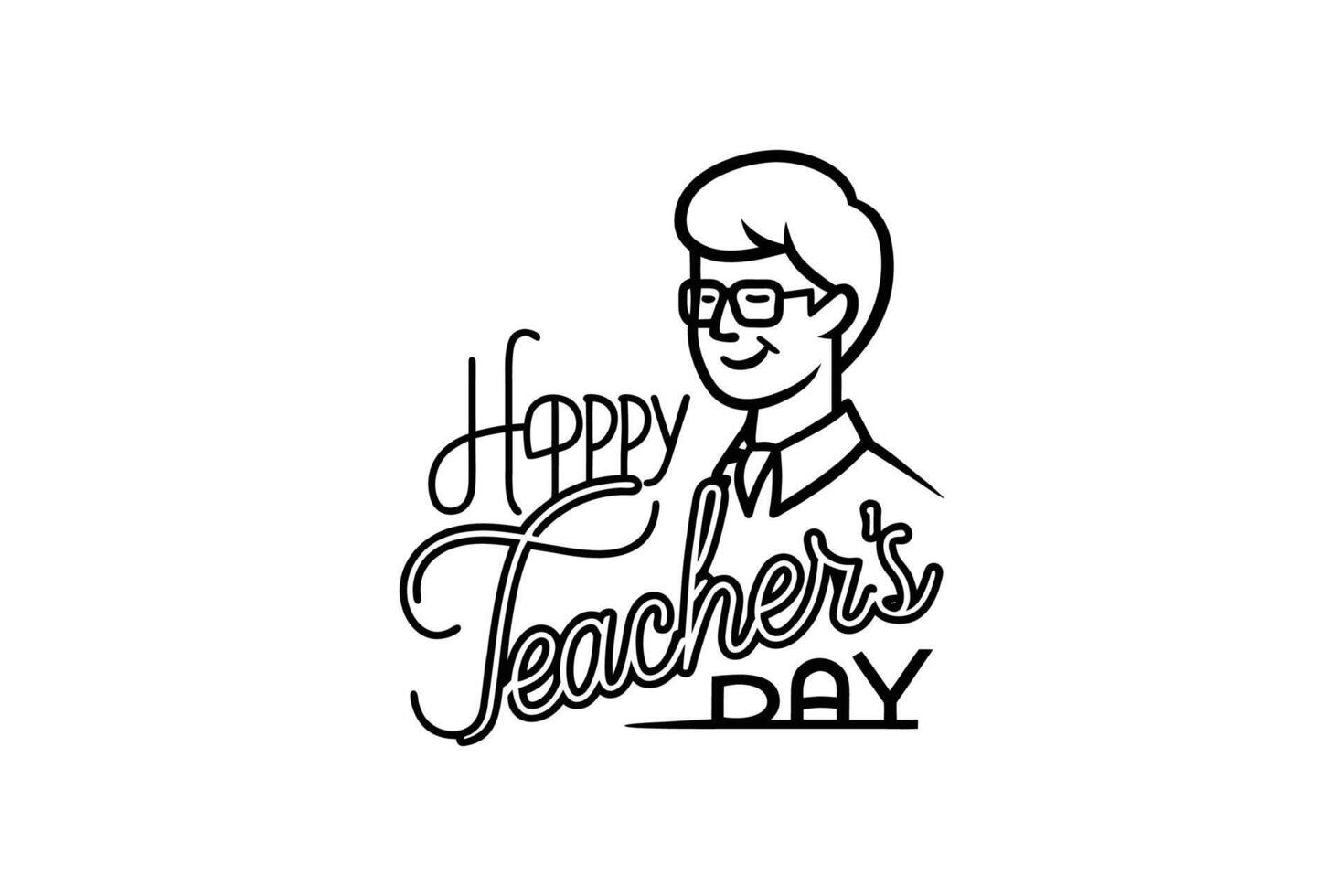 Happy Teachers Day with Teacher Silhouette Illustration vector