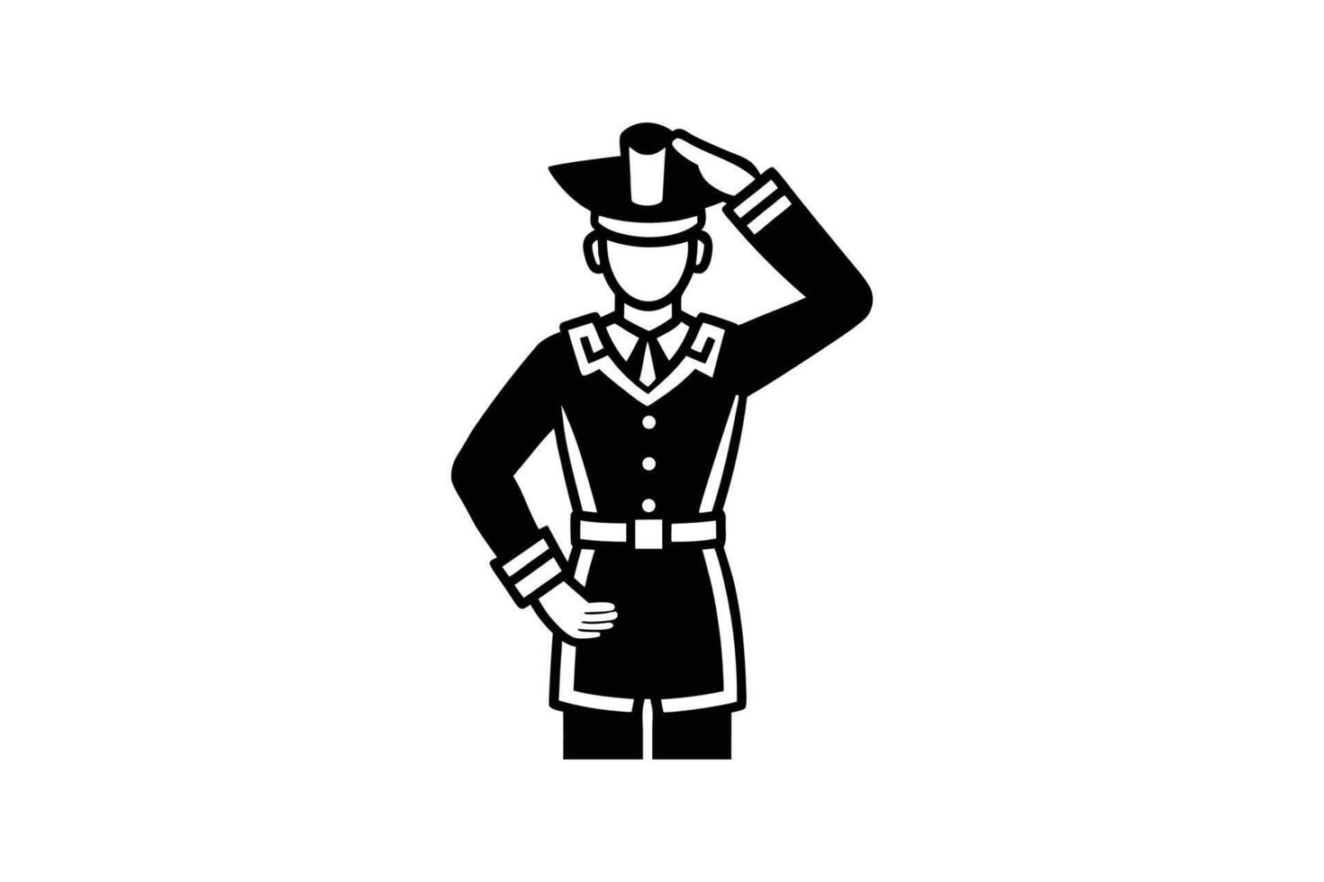 Saluting soldier in uniform illustration silhouette vector