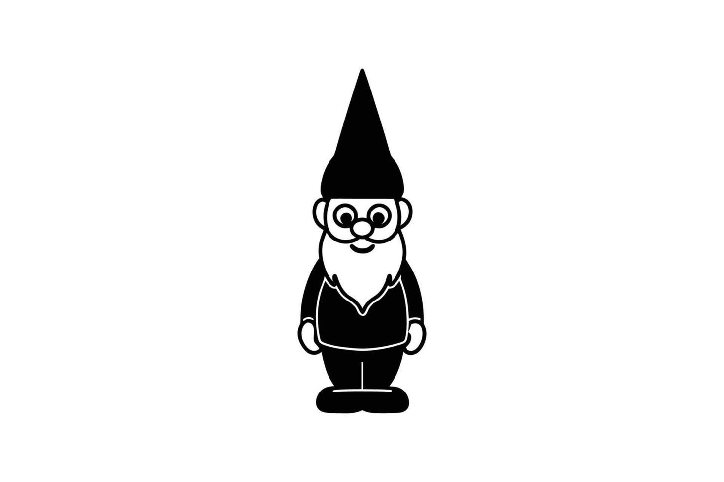 Cartoon Garden Gnome with Pointed Hat Silhouette vector