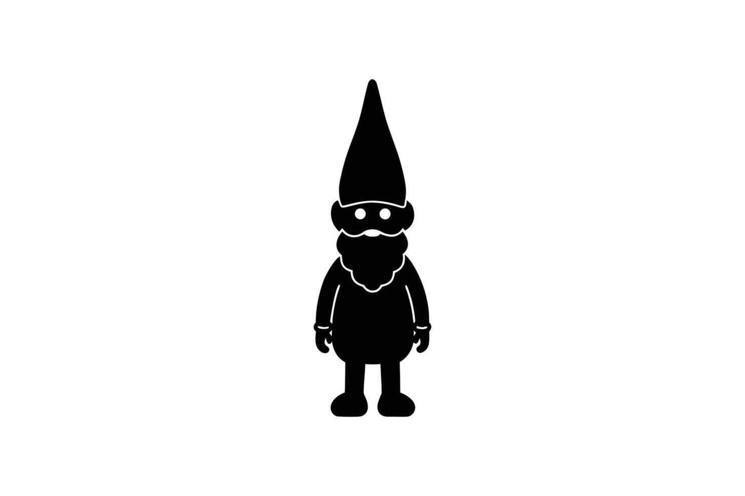 Simple Garden Gnome Illustration in Black and White Silhouette vector