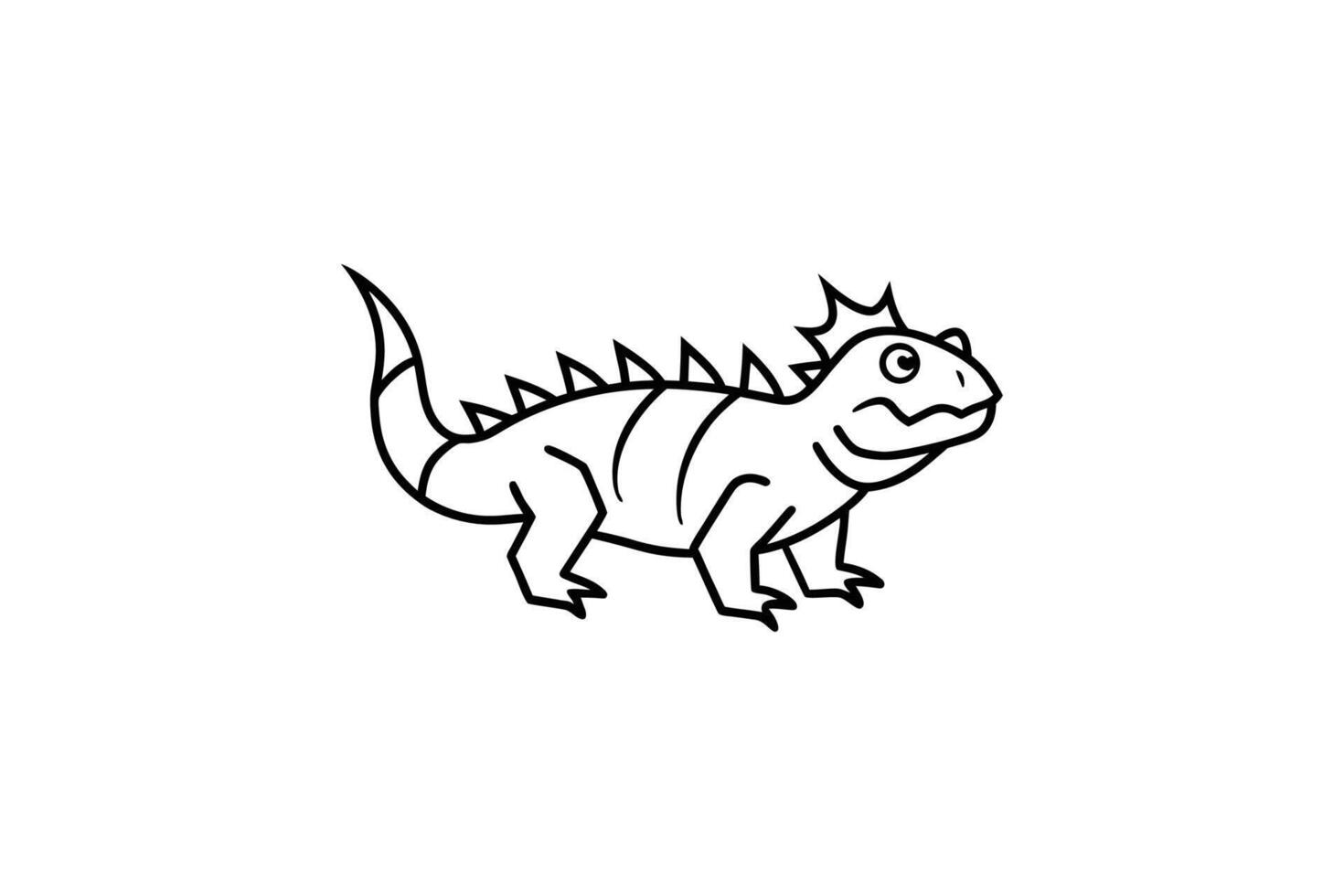 Cute Horned Lizard Outline Illustration in Silhouette Style vector