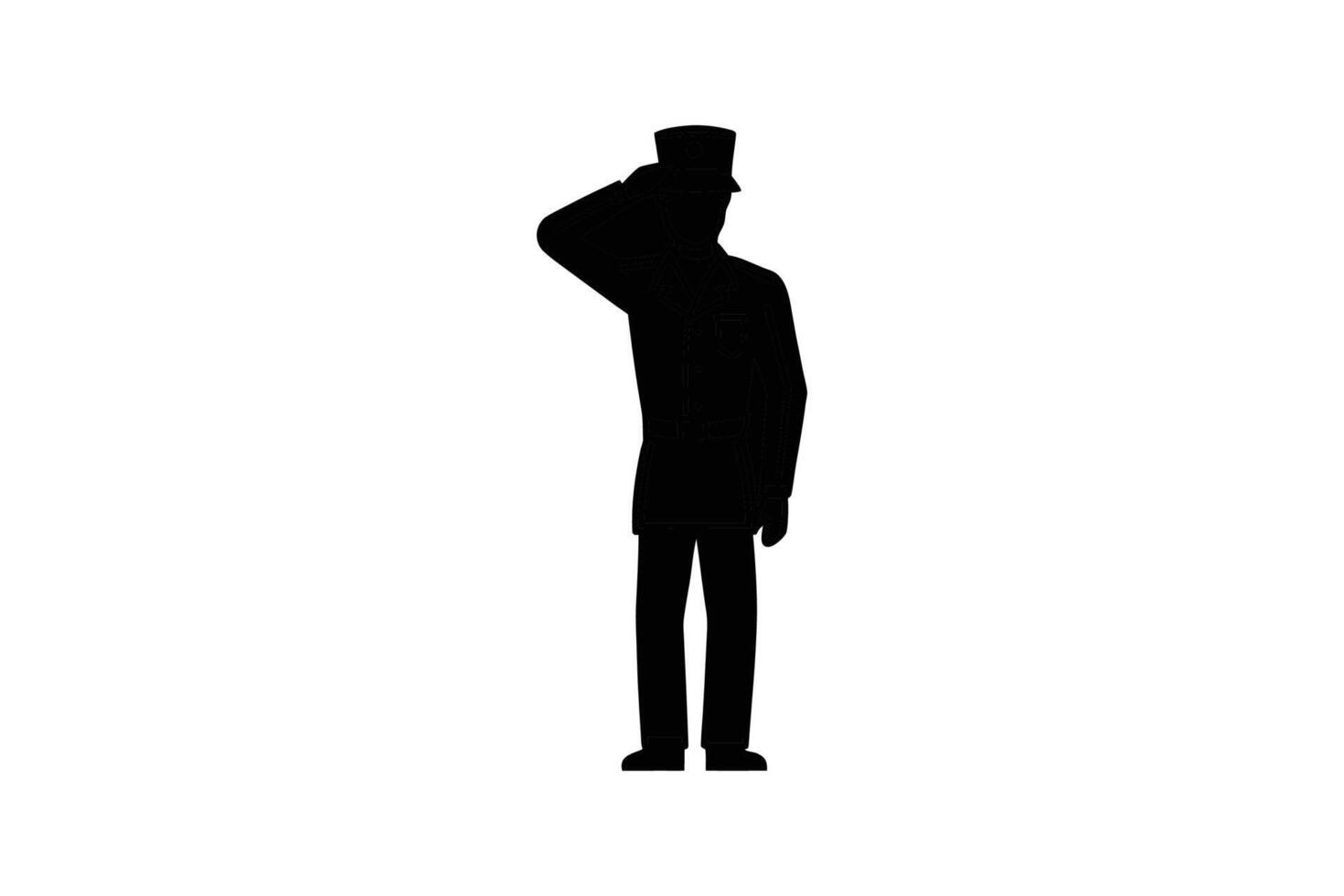 Saluting Officer Silhouette in Black and White vector