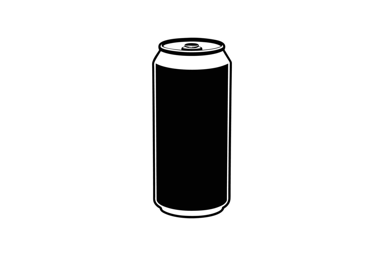 Tall Aluminum Can Drink Container Black Silhouette vector