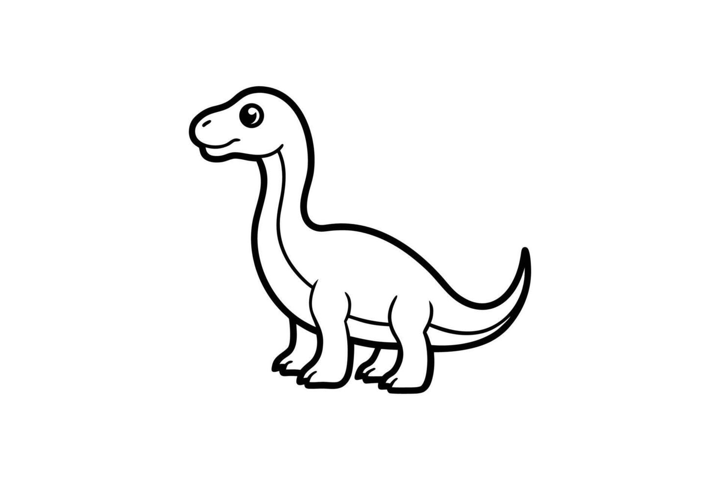 Cute Brontosaurus Dinosaur Cartoon Illustration in Silhouette Style vector