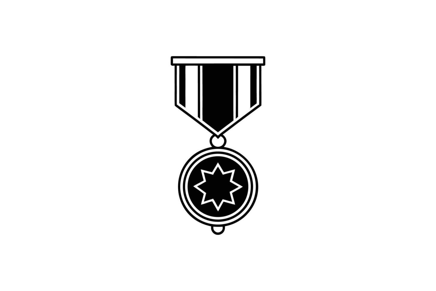 Military Medal with Star Silhouette on White Background vector