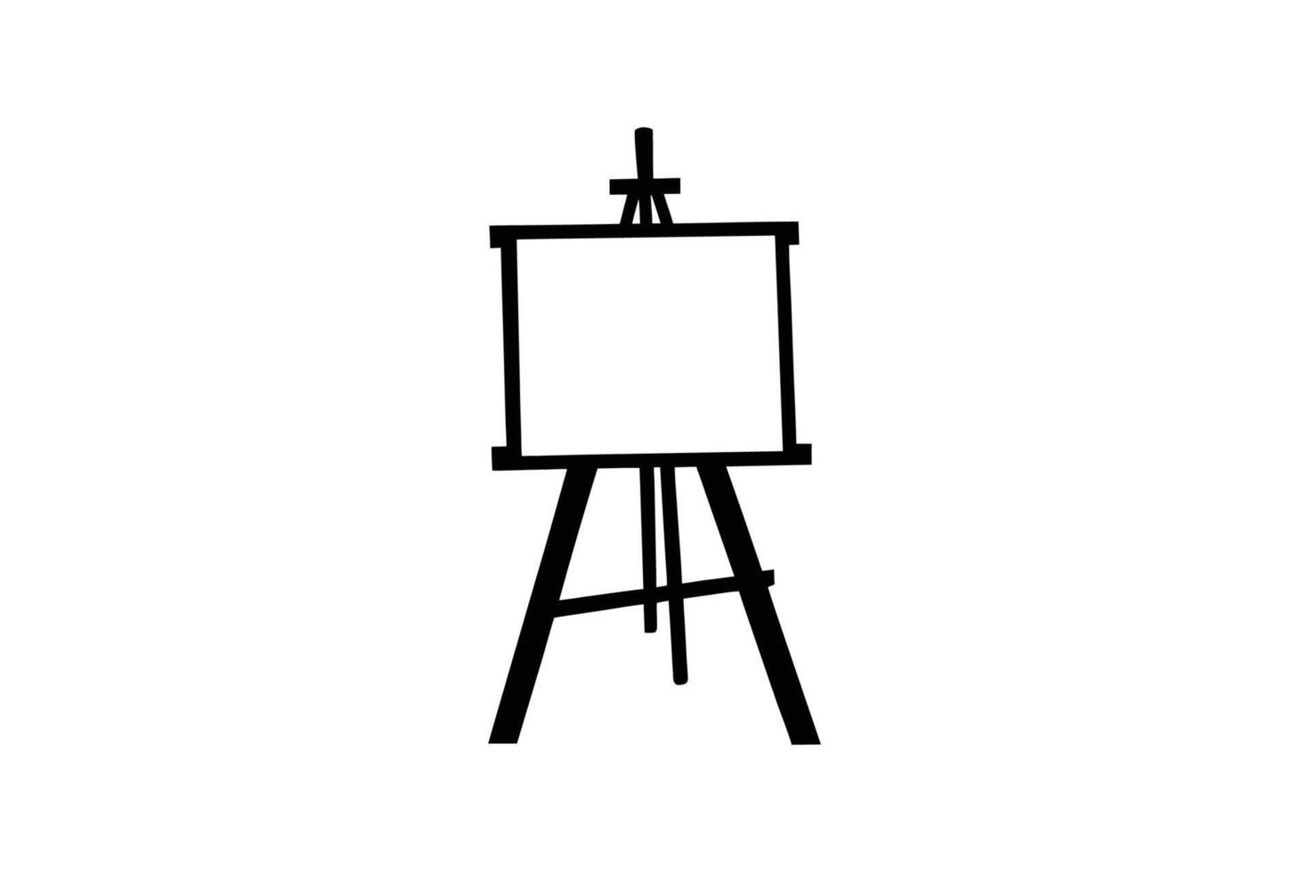 Artist easel with blank canvas in black silhouette style vector