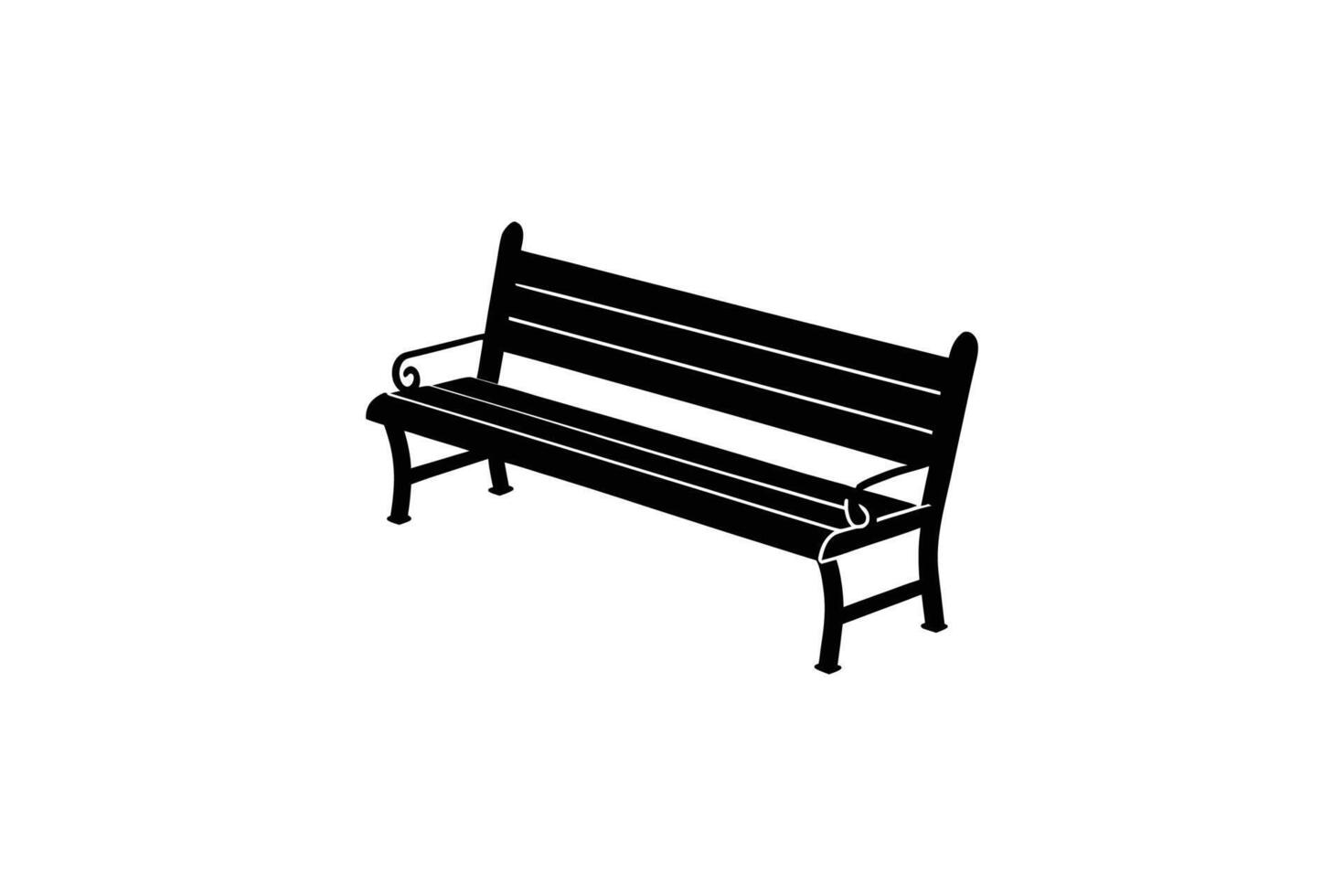Park Bench Black and White Silhouette Style Isolated on White vector