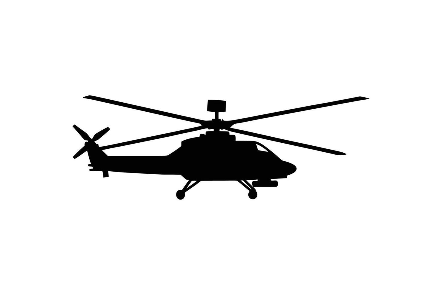 Military Attack Helicopter Isolated on White Background in Silhouette vector