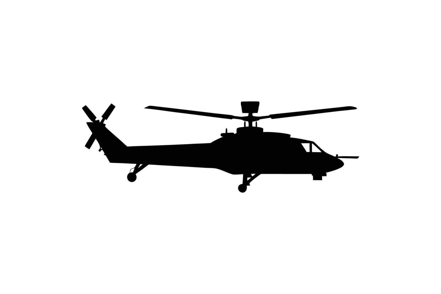 Attack Helicopter Silhouette on White Background Military Aviation Design vector