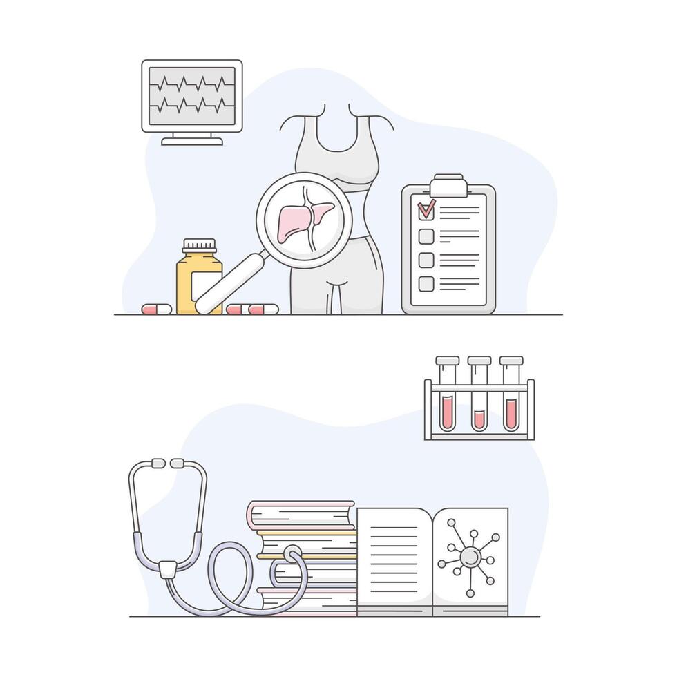 Medicine and healthcare related symbols set. Medical diagnostic and treatment illustration vector