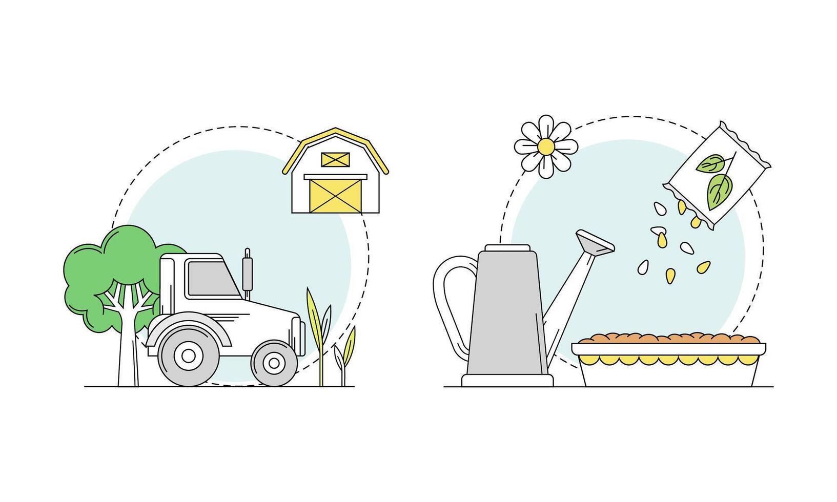 Gardening related symbols set. Eco farming concept illustration vector