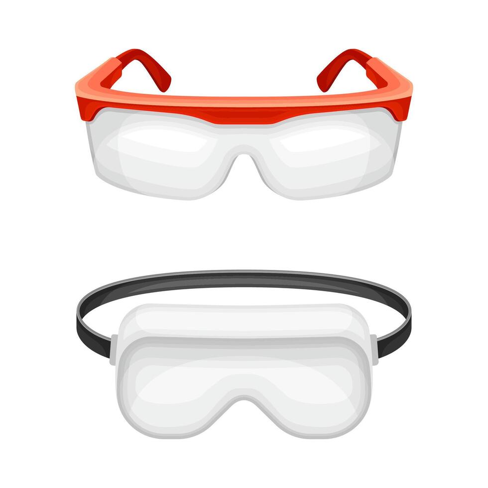 Safety glasses and mask set. Industrial protective equipment illustration vector