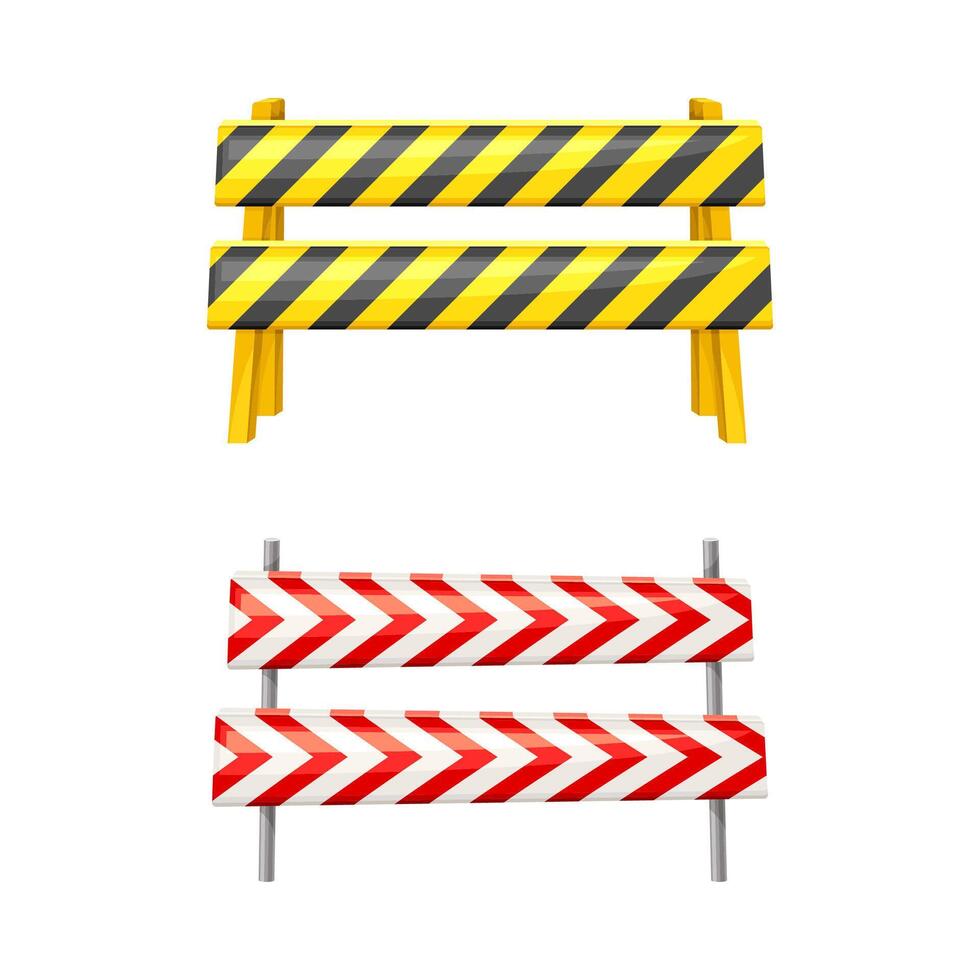 Road barriers set. Construction equipment illustration on white background vector