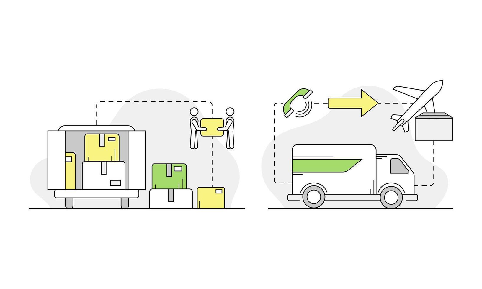 Apartment move set. Relocation, delivery service, logistics company illustration vector