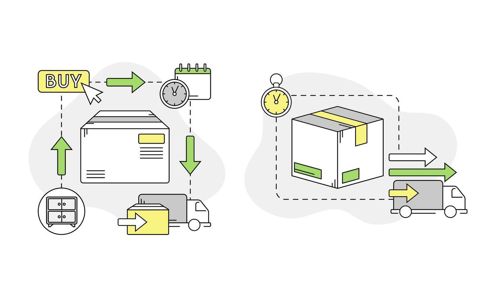 Moving and relocation set. Transportation, logistics and delivery service linear illustration vector