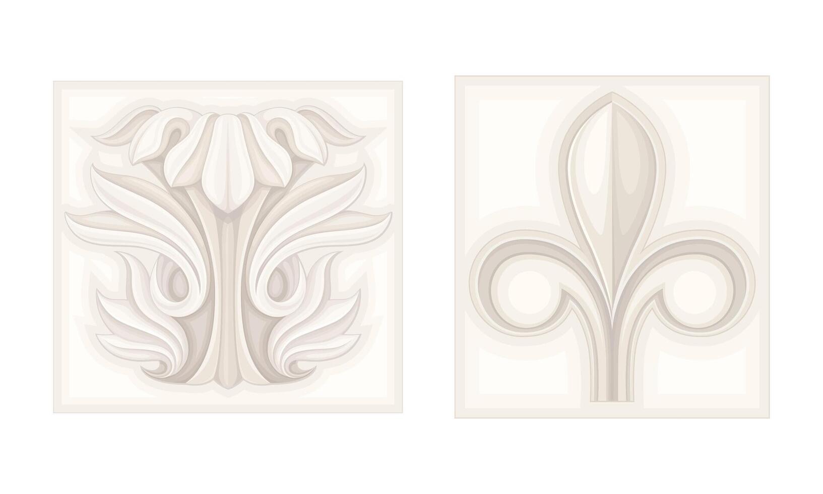 Architectural decor detail set. Classic antique facade decor element illustration vector
