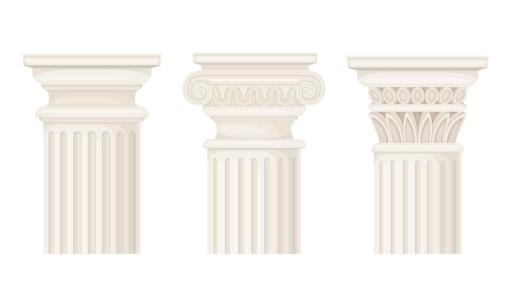 Classical architectural columns set. Architectural decor element illustration vector