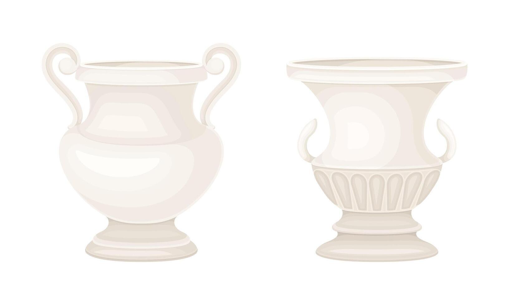 Antique marble vases set. Classic antique architectural decor element illustration vector
