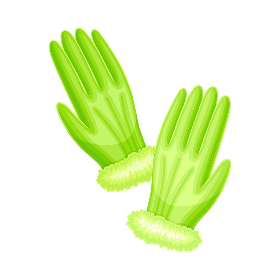Winter Clothes with Pair of Green Gloves as Warm Outerwear and Protection Against Cold Weather Illustration vector