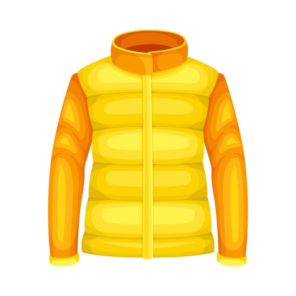 Winter Clothes with Yellow Down Jacket with Long Sleeve as Warm Outerwear and Protection Against Cold Weather Illustration vector