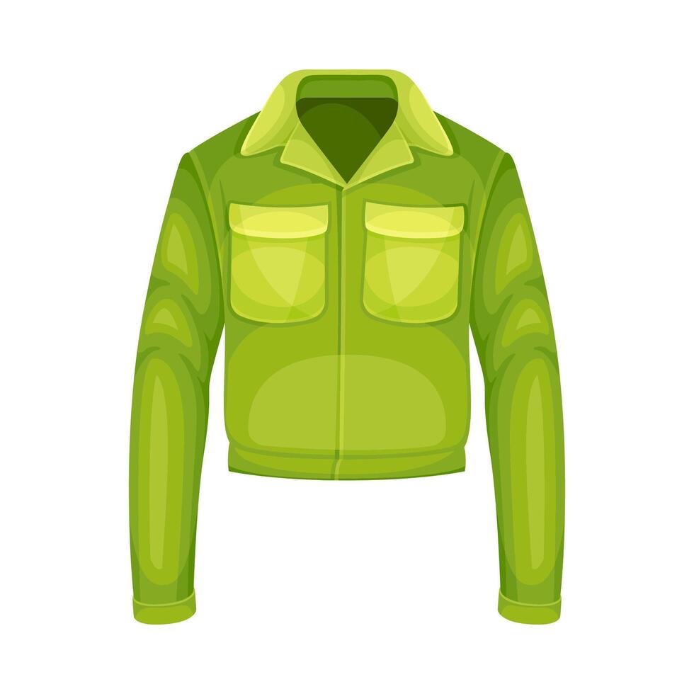 Winter Clothes with Green Down Jacket with Long Sleeve as Warm Outerwear and Protection Against Cold Weather Illustration vector