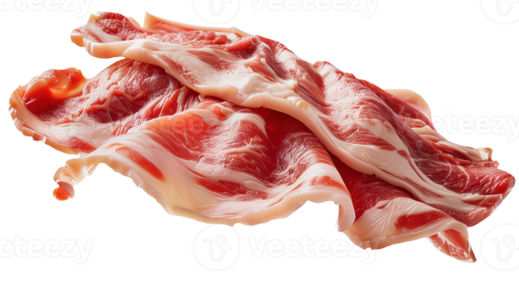 raw sliced pork on a white background png