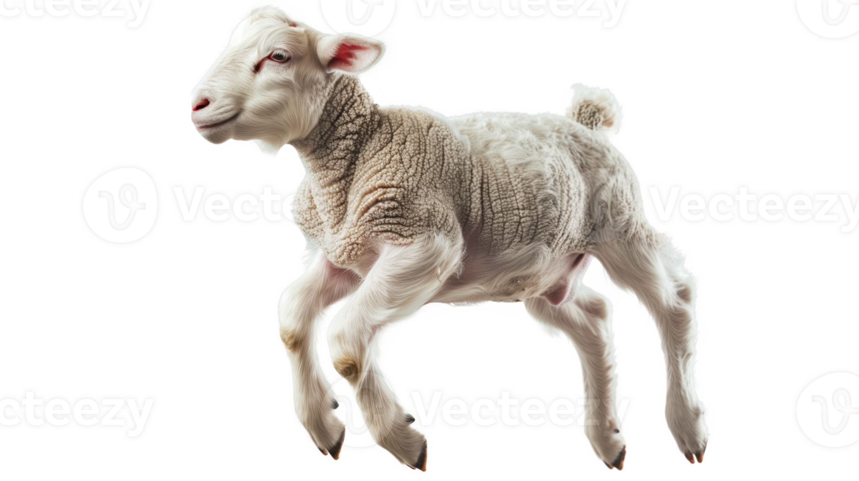 a sheep is running on a transparent background png