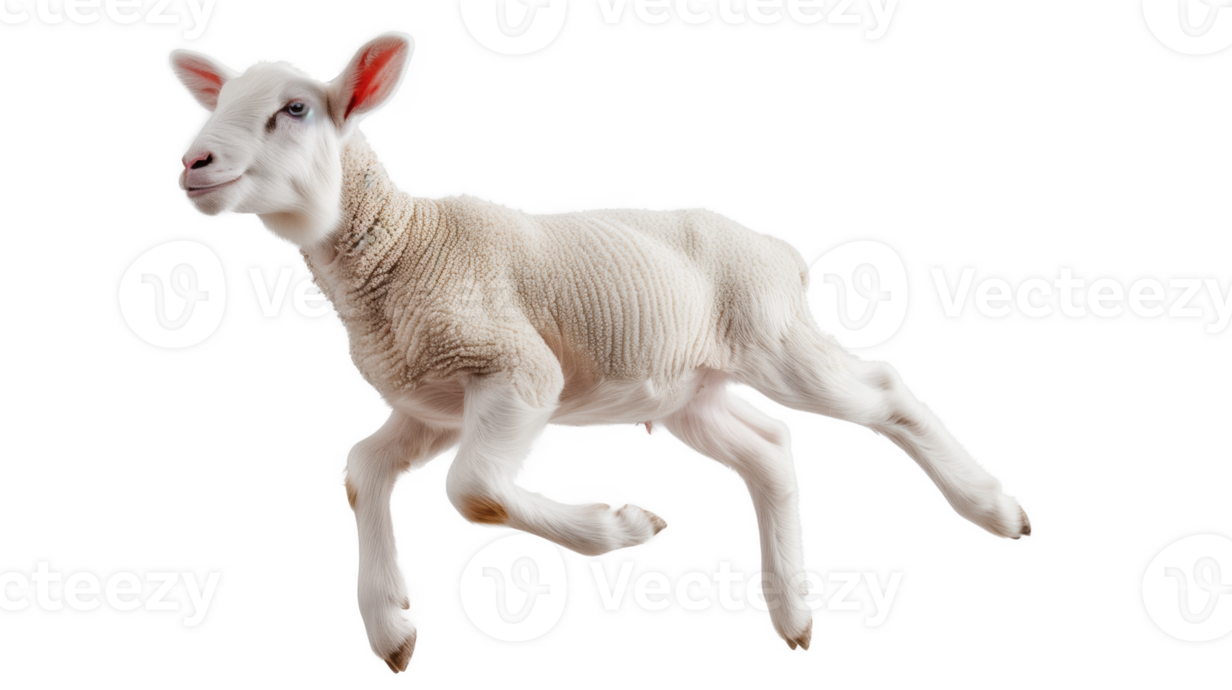 a white lamb jumping on a transparent background png