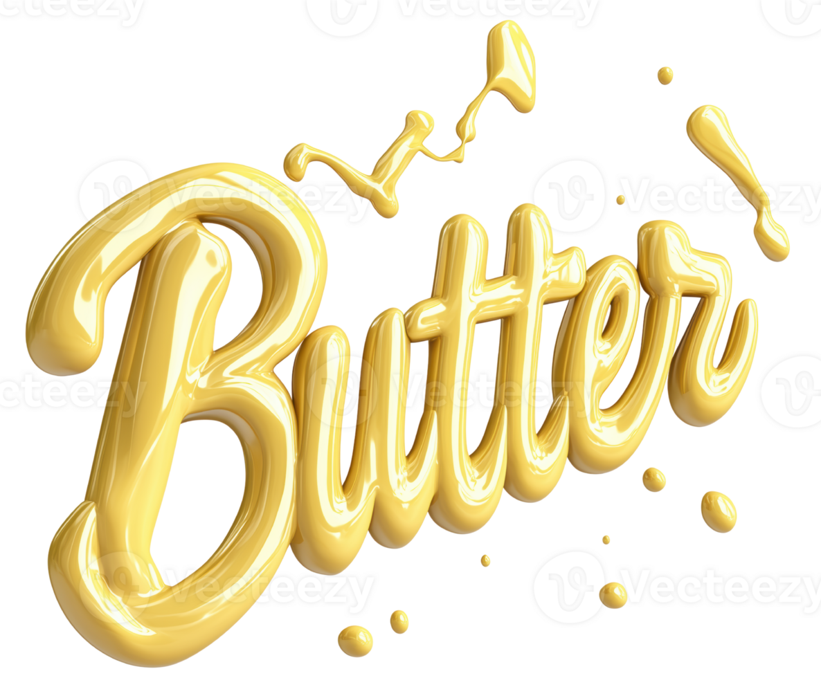 Butter is creamy, yellow dairy product often used in cooking and baking, depicted here in playful splash design that evokes sense of fun and indulgence. Isolated on transparent background png