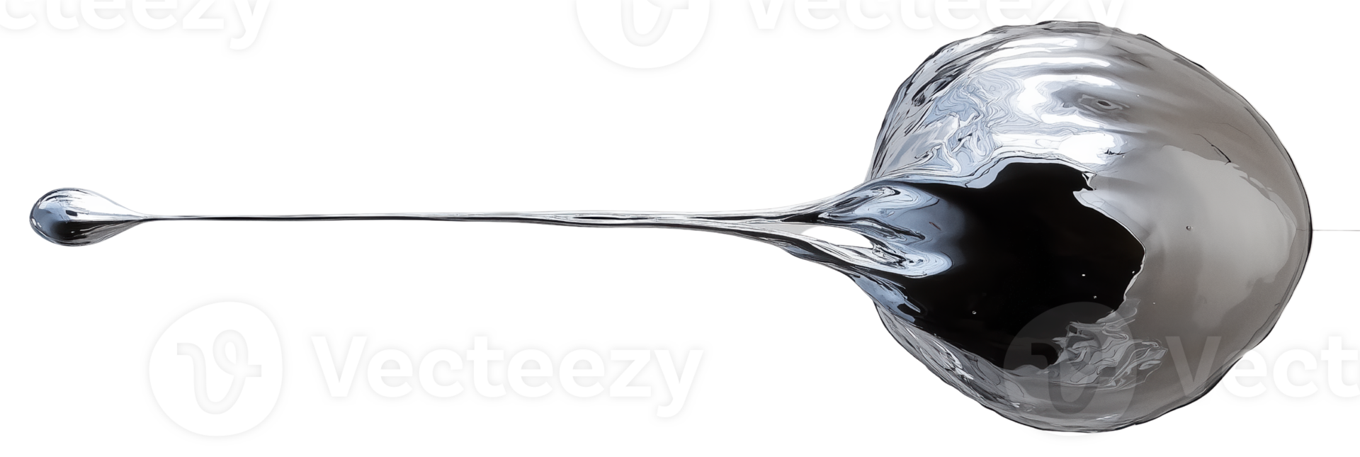 Metal Liquid 3D Drop Glossy Style Isolated on Transparent Background for Futuristic Design png