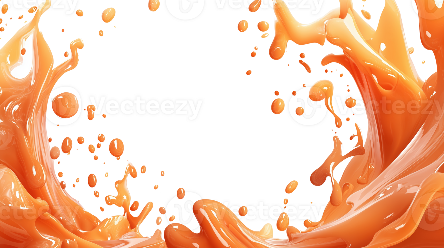 Orange Color Splash 3D Render Isolated on Transparent Background for Creative Projects png