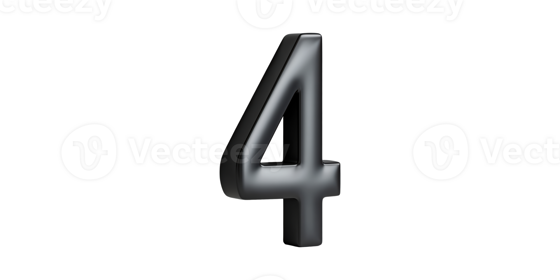 Black number four isolated on transparent background png