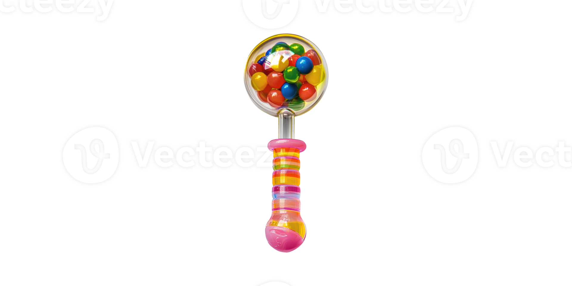 Colorful baby rattle with beads in round top isolated on transparent background png
