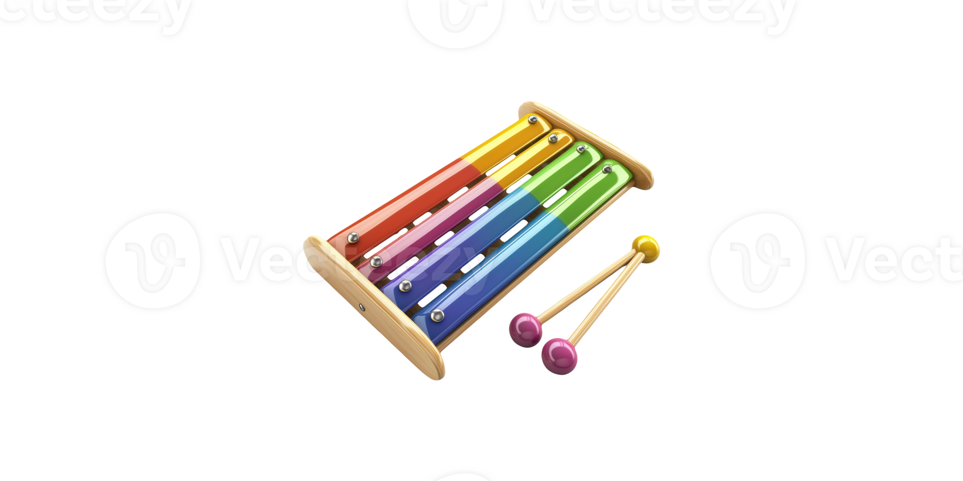 Colorful xylophone with mallets isolated on transparent background png