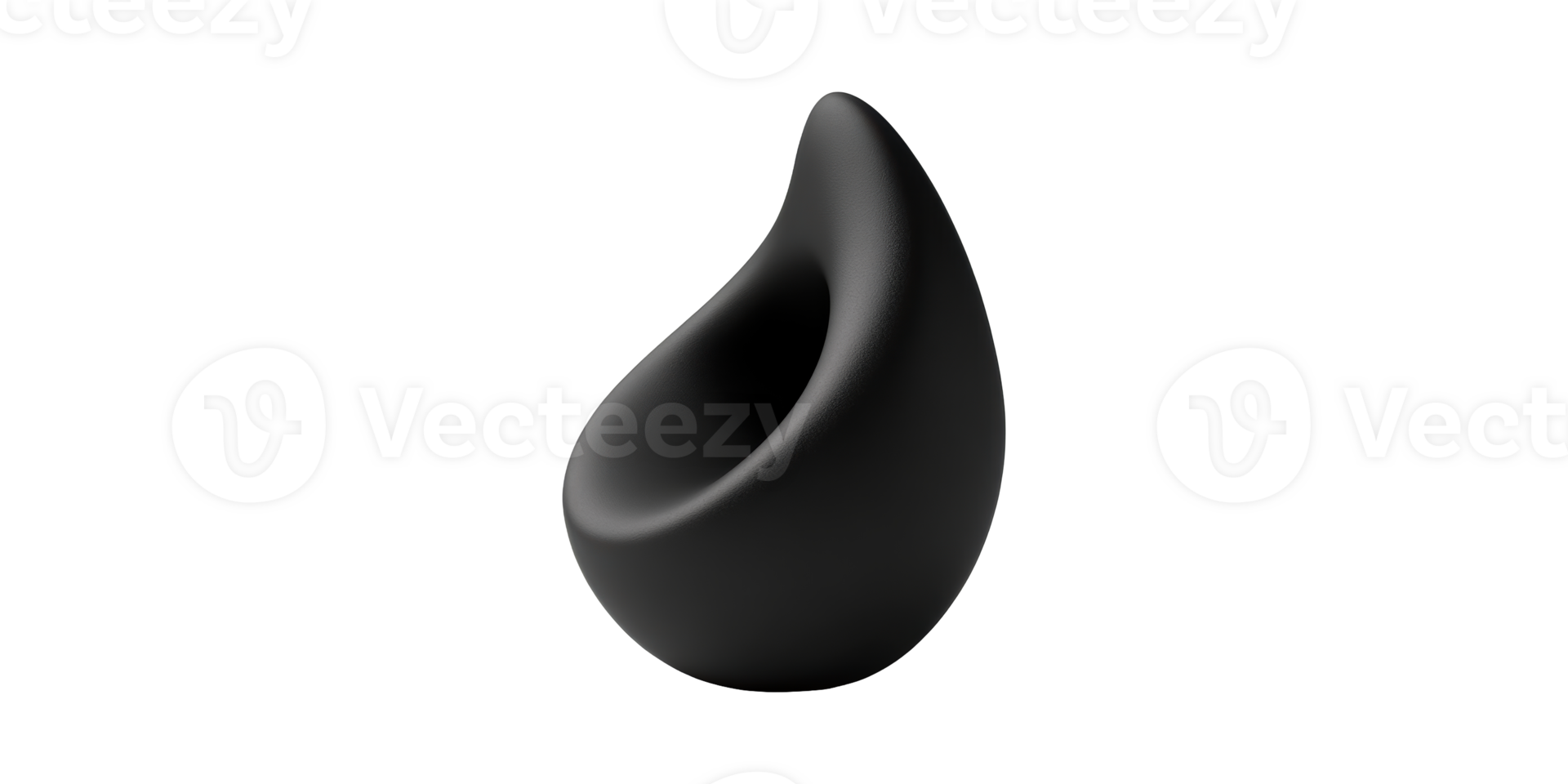 Abstract black sculpture with curved shape isolated on transparent background png