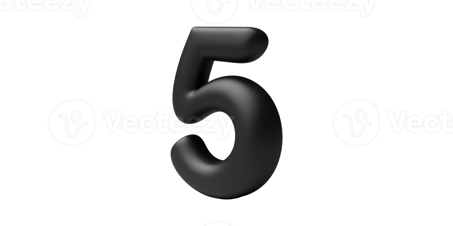 Black number 5 in bold font isolated on transparent background png