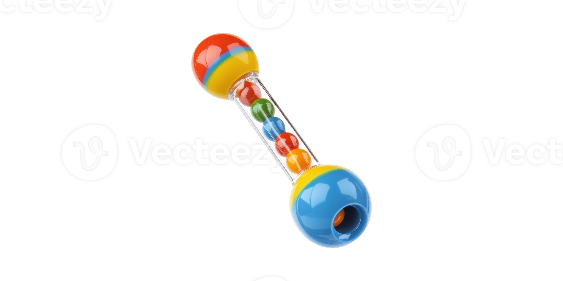 Colorful baby rattle toy with beads isolated on transparent background png