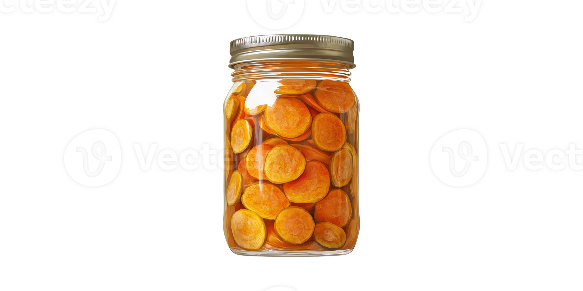 Jar filled with preserved sliced carrots isolated on transparent background png