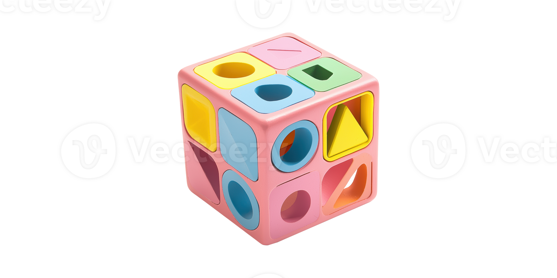 Colorful shape sorting cube toy isolated on transparent background png