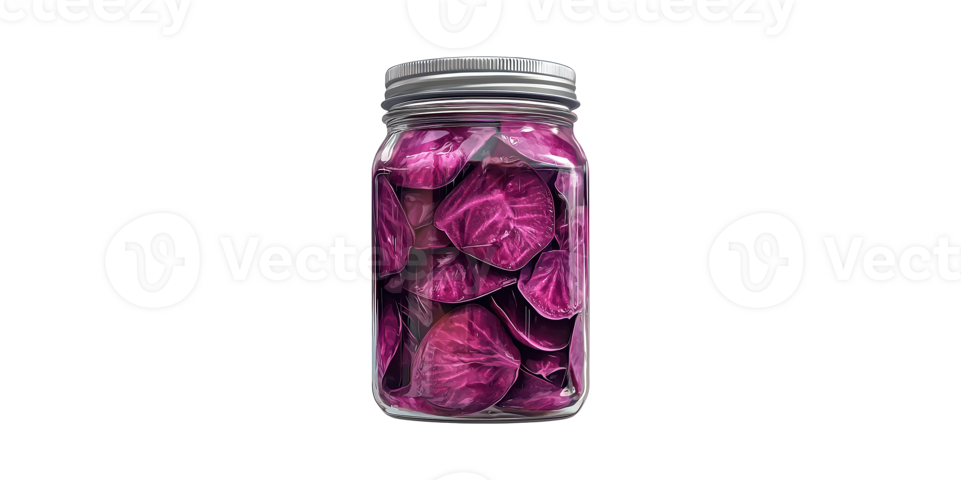 Jar of pickled red cabbage leaves isolated on transparent background png