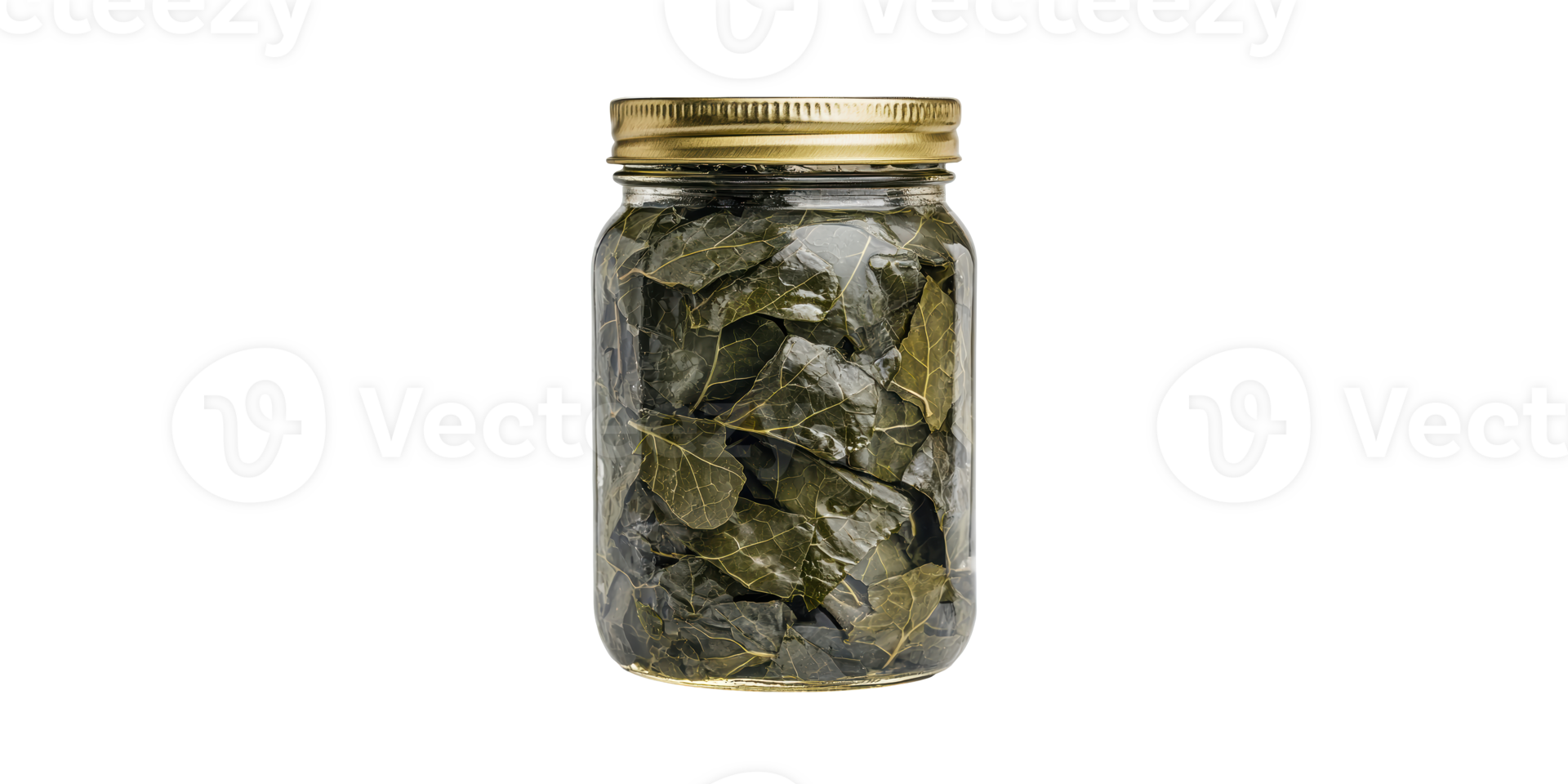 Jar of preserved bay leaves isolated on transparent background png