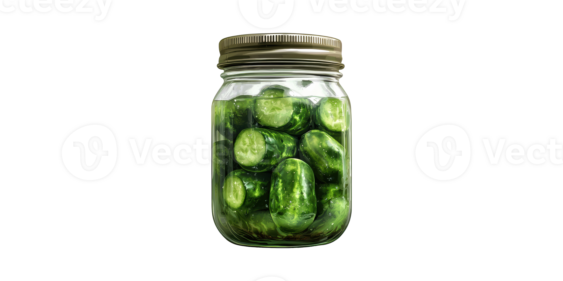 Jar of pickled cucumbers isolated on transparent background png