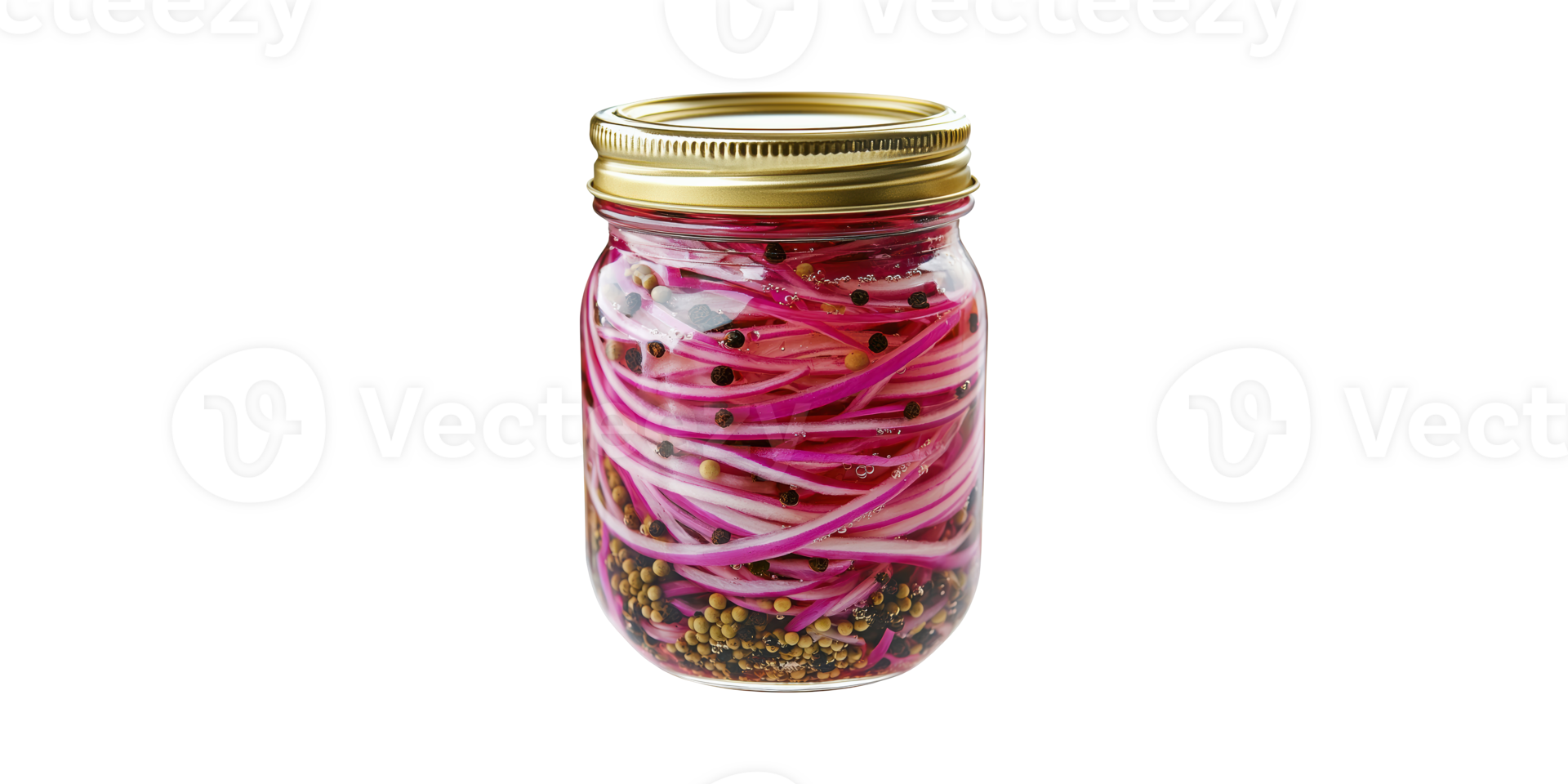 Pickled red onions in glass jar isolated on transparent background png