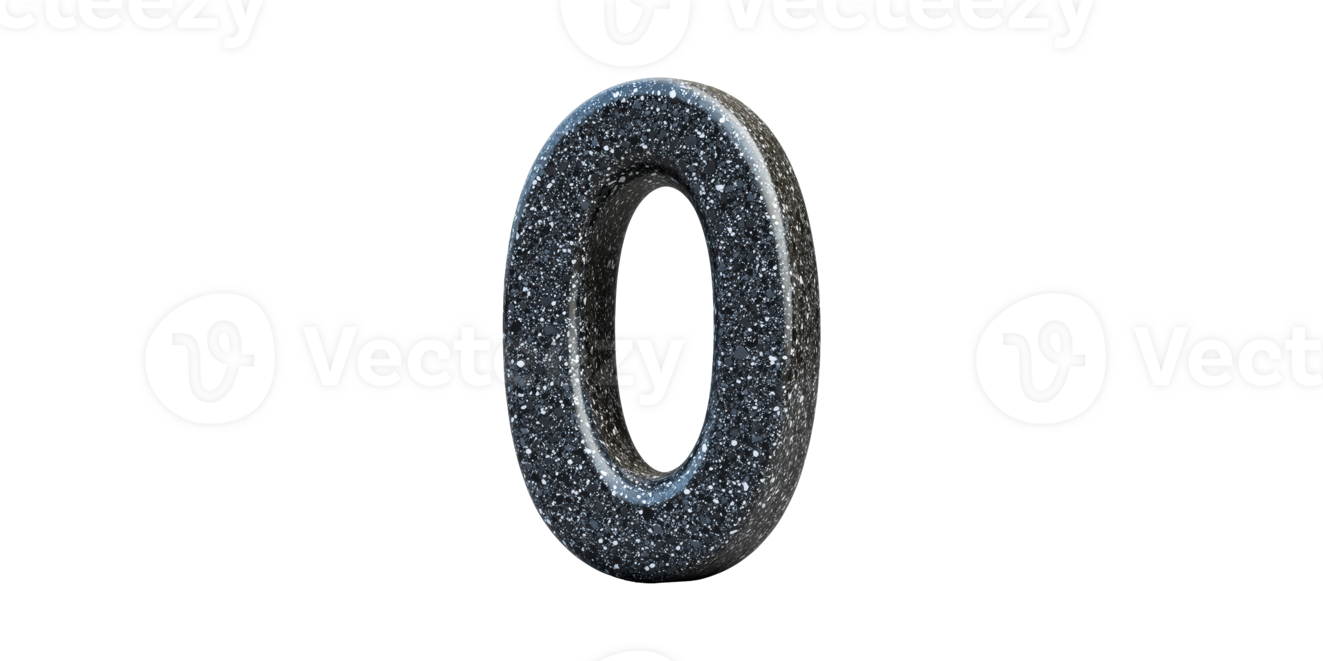 Sparkling stone texture number zero design isolated on transparent background png